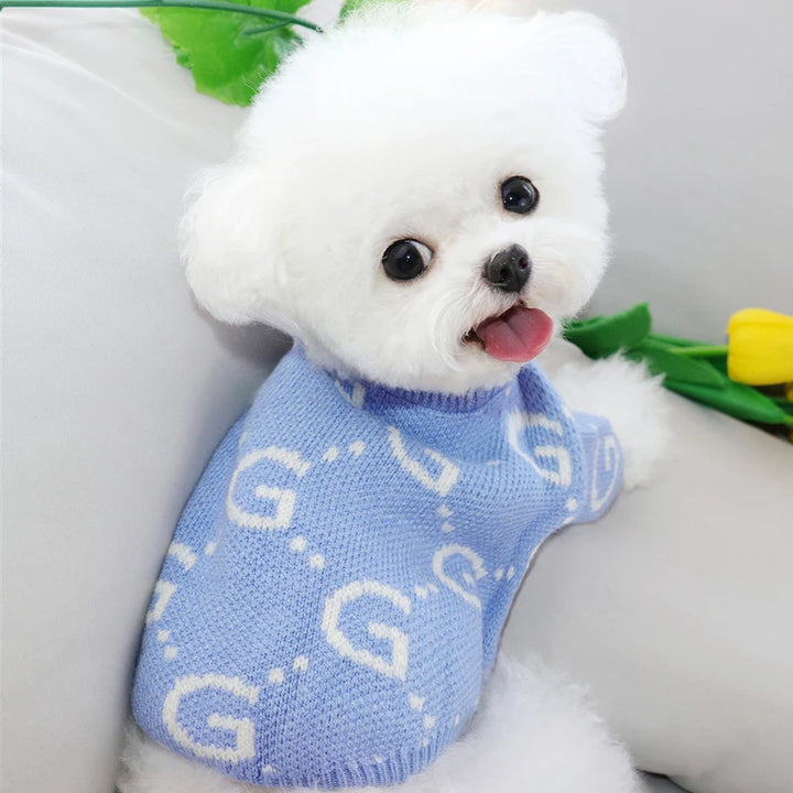 Blue Pet Creative Letter Puppy Knit Sweater - JoySkyProducts