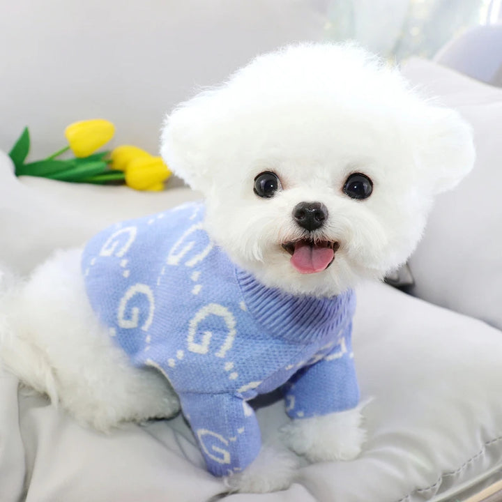 Blue Pet Creative Letter Puppy Knit Sweater - JoySkyProducts