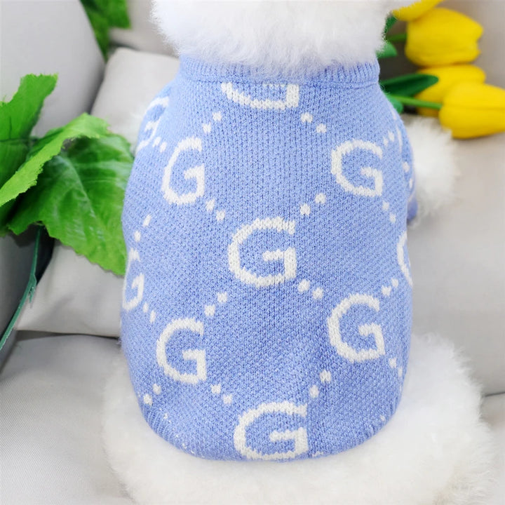 Blue Pet Creative Letter Puppy Knit Sweater - JoySkyProducts