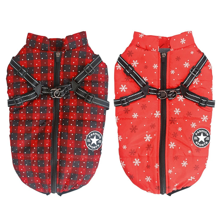 Winter Pet Dog Jacket With Harness Warm Dog Clothes For Small Medium Dogs Coats Waterproof Pet Coat Puppy French Bulldog Outfits