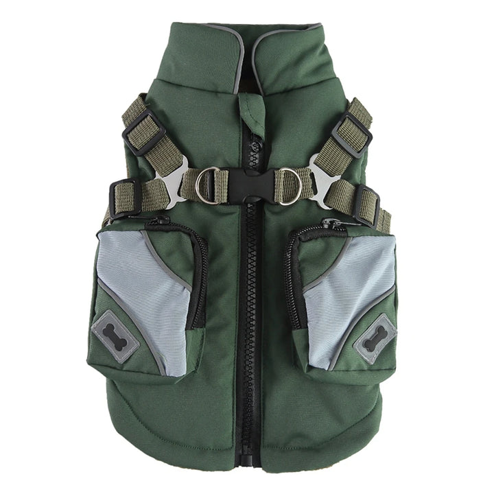 Winter Pet Dog Jacket With Harness Warm Dog Clothes For Small Medium Dogs Coats Waterproof Pet Coat Puppy French Bulldog Outfits