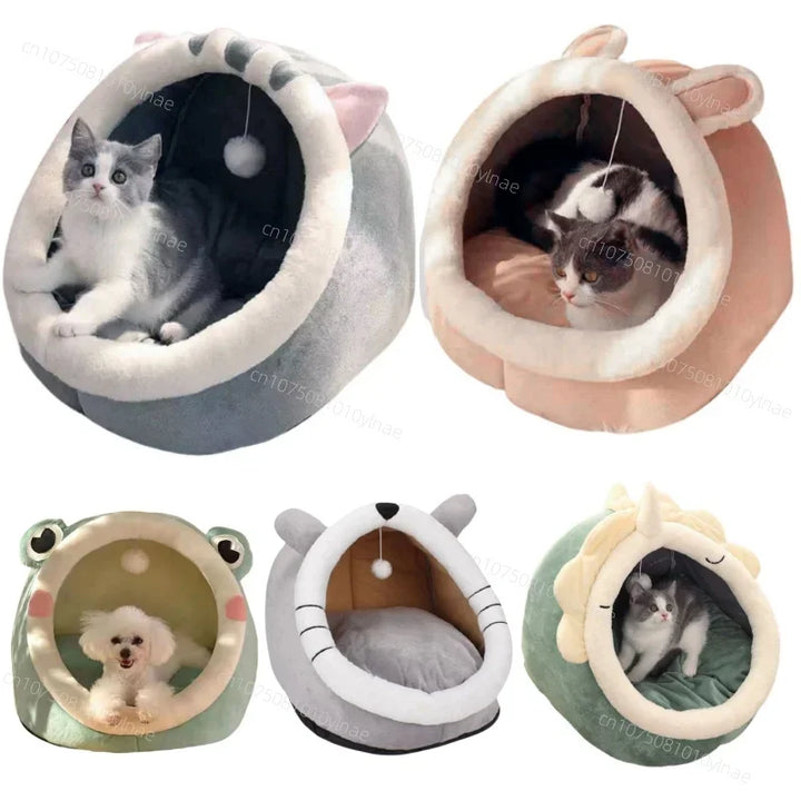 Cat Bed House Kennel Nest Round Pets Sleeping Cave Kitten Beds Pet Basket Cozy Kitten Lounger Cushion Cat House Tent Dog House