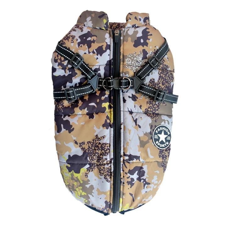 Winter Pet Dog Jacket With Harness Warm Dog Clothes For Small Medium Dogs Coats Waterproof Pet Coat Puppy French Bulldog Outfits