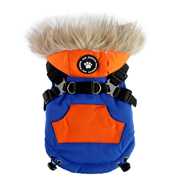 Winter Pet Dog Jacket With Harness Warm Dog Clothes For Small Medium Dogs Coats Waterproof Pet Coat Puppy French Bulldog Outfits