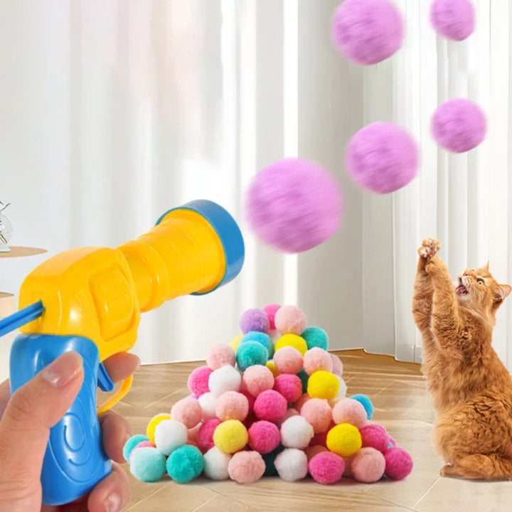 Interactive Cat Toy Plush Ball Launcher Toy for Cat Mini Shooting Games Props Kitten Chase Stretch Plush Ball Toys Pet Supplies