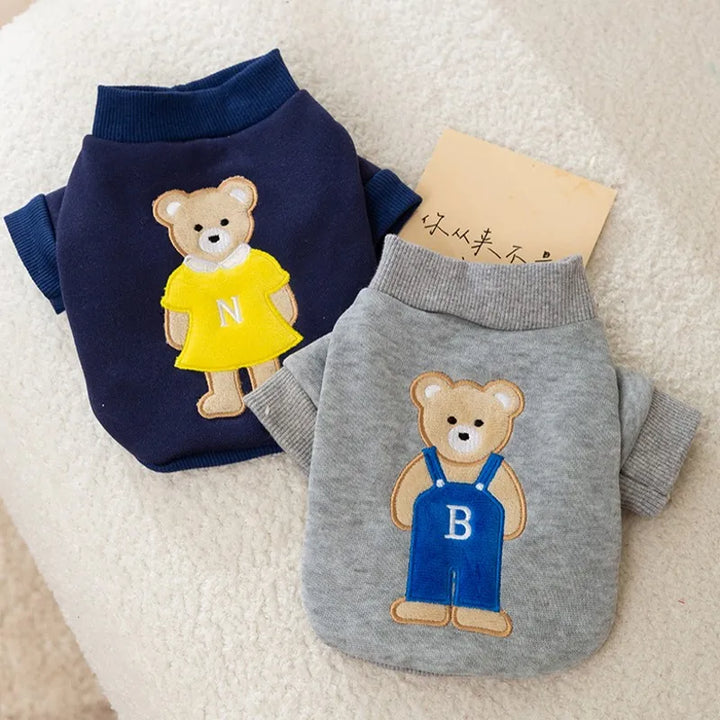 Cute Dog Clothes Bear Letter Print Hoodies - JoySkyProducts