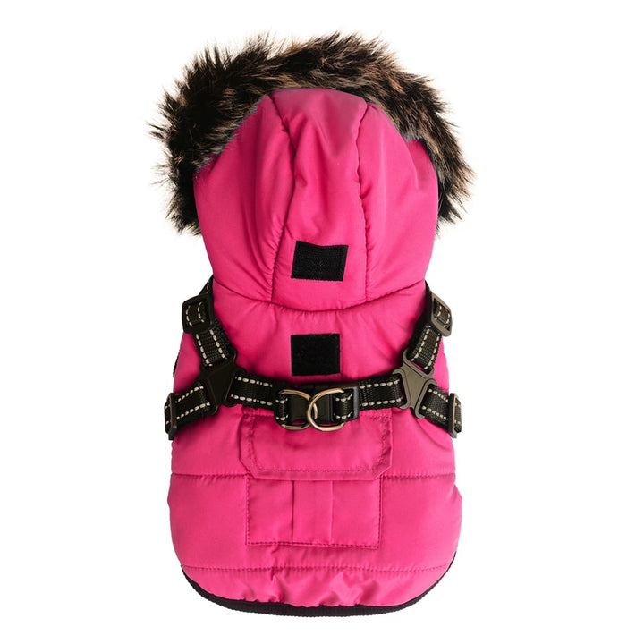 Winter Pet Dog Jacket With Harness Warm Dog Clothes For Small Medium Dogs Coats Waterproof Pet Coat Puppy French Bulldog Outfits