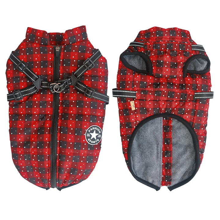 Winter Pet Dog Jacket With Harness Warm Dog Clothes For Small Medium Dogs Coats Waterproof Pet Coat Puppy French Bulldog Outfits