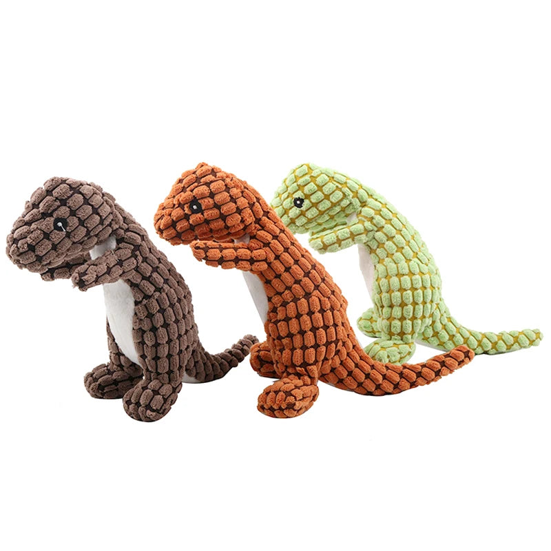 Plush Dinosaur Shaped Interactive Squeaky Pet Toy - JoySkyProducts