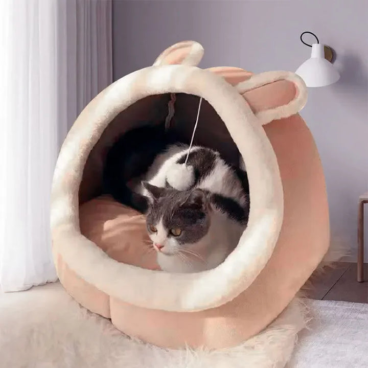 Cat Bed House Kennel Nest Round Pets Sleeping Cave Kitten Beds Pet Basket Cozy Kitten Lounger Cushion Cat House Tent Dog House
