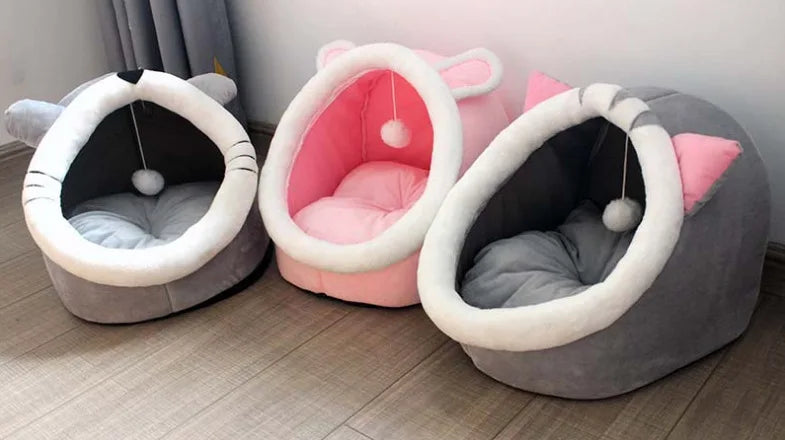Cat Bed House Kennel Nest Round Pets Sleeping Cave Kitten Beds Pet Basket Cozy Kitten Lounger Cushion Cat House Tent Dog House