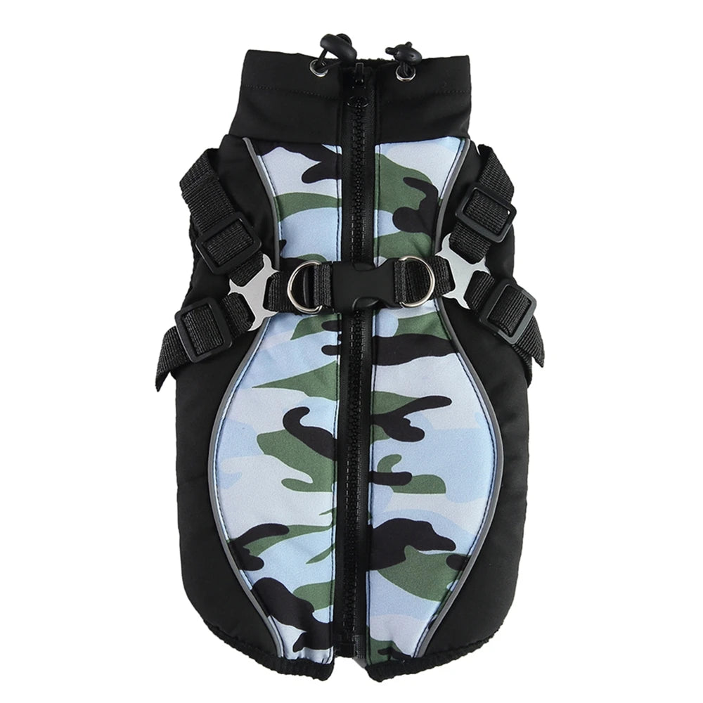 Winter Pet Dog Jacket With Harness Warm Dog Clothes For Small Medium Dogs Coats Waterproof Pet Coat Puppy French Bulldog Outfits